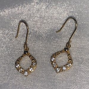 Sterling Silver Gold Tear Drop Earrings Diamond Accents